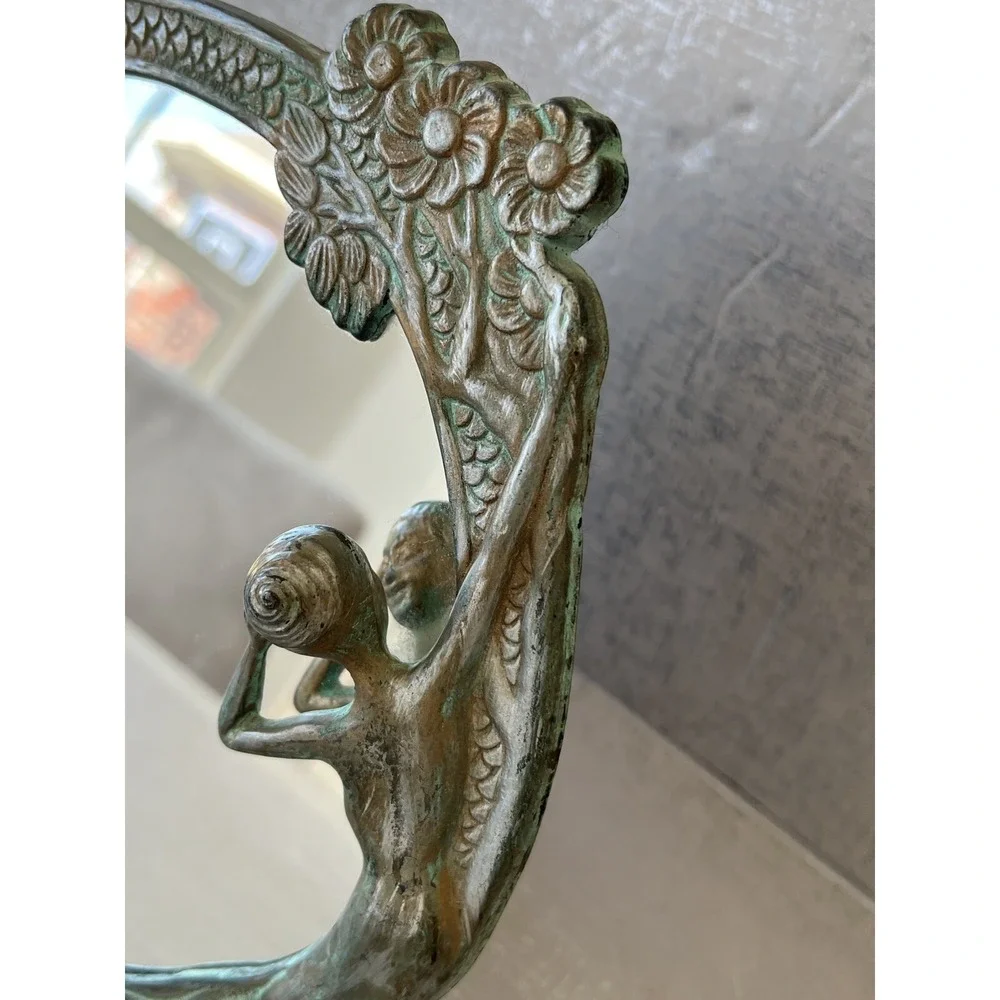 Art Nouveau Tabletop Mirror Woman figure vintage Art Deco